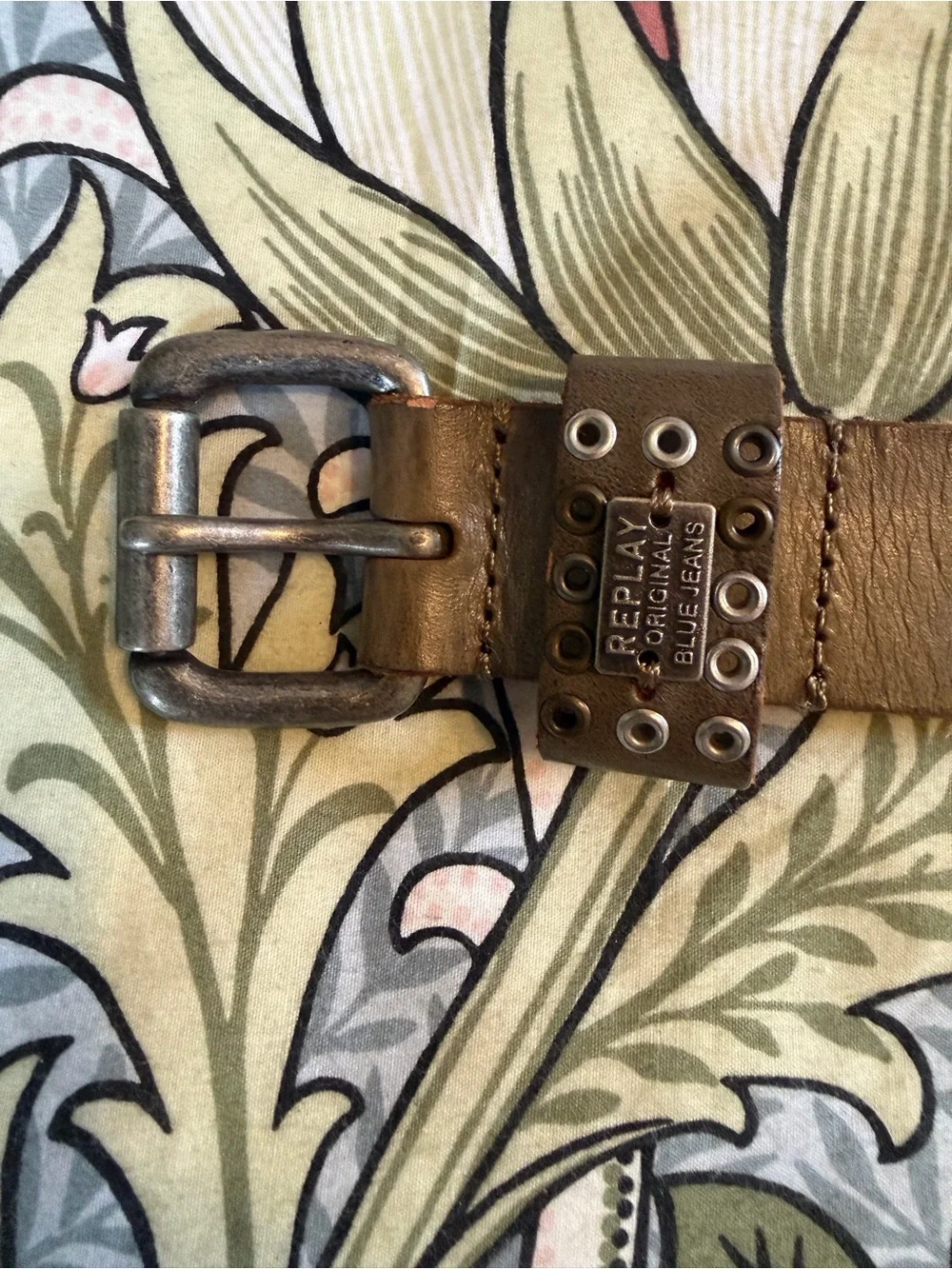 Replay Men's Studded Leather Belt in Brown